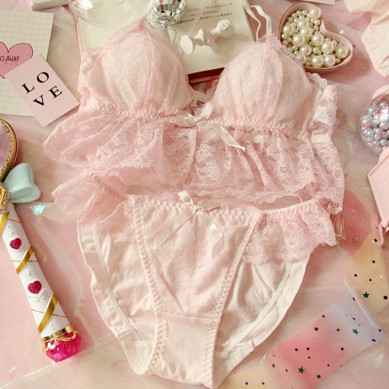 Pink Cartoon Pastel Lover Cute Sweetie Baby Bralette Set