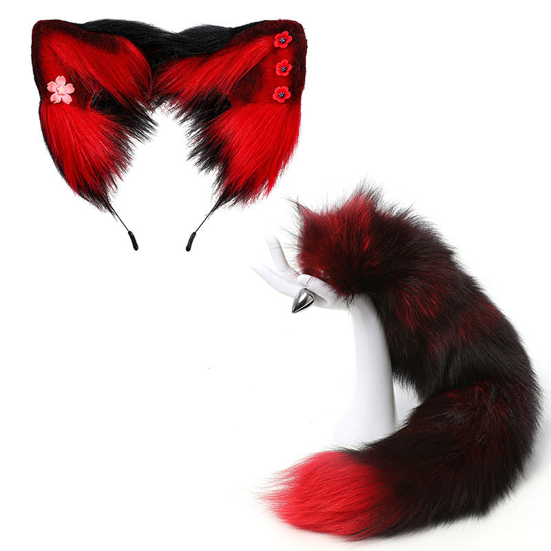 Real Fur Fox Cat Ear Buttplug Tail Set