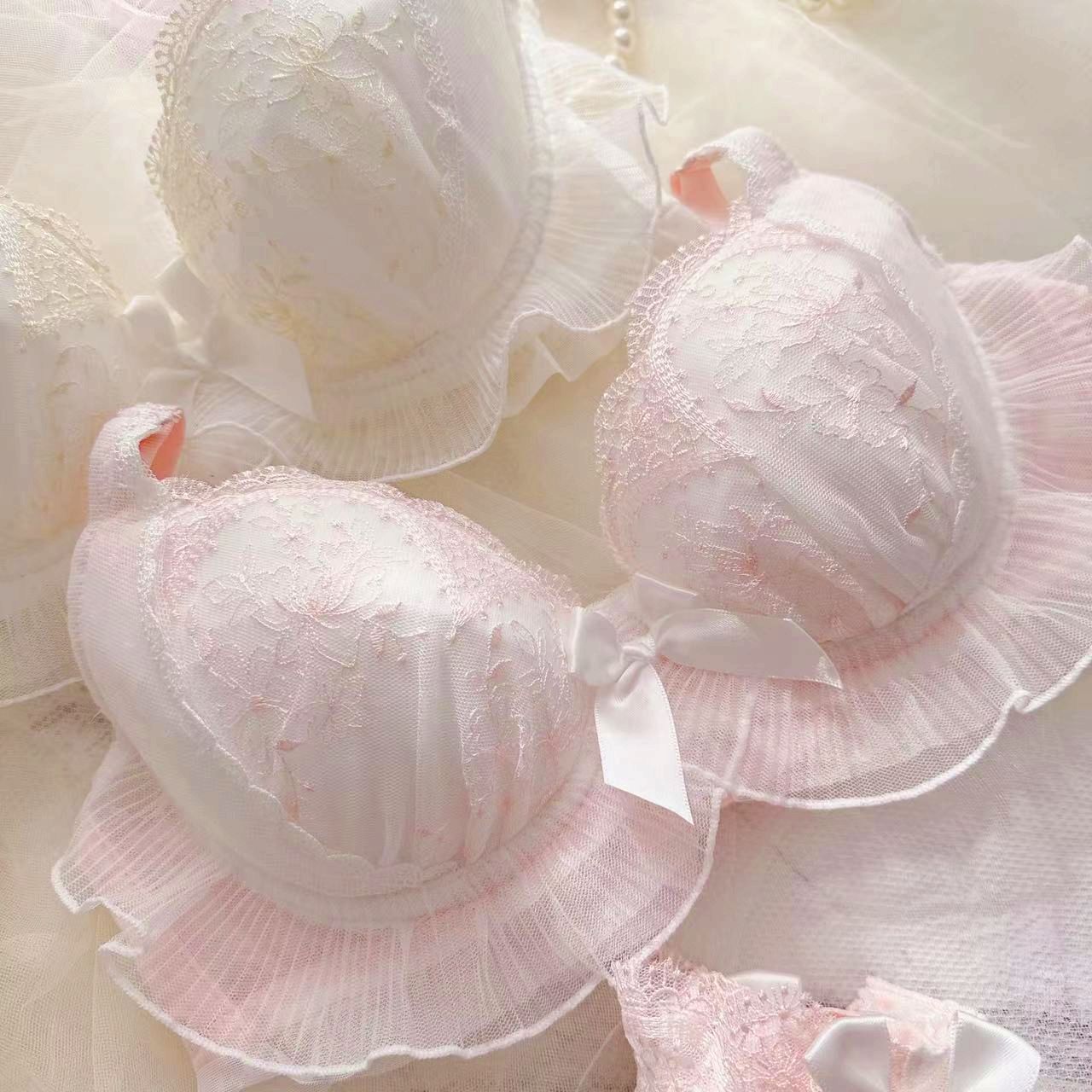 Japanese Kawaii Lolita Flower Bra Set