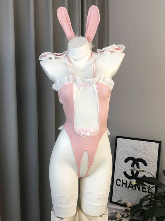 Pink Crotchless Japanese Anime Bunny Girl