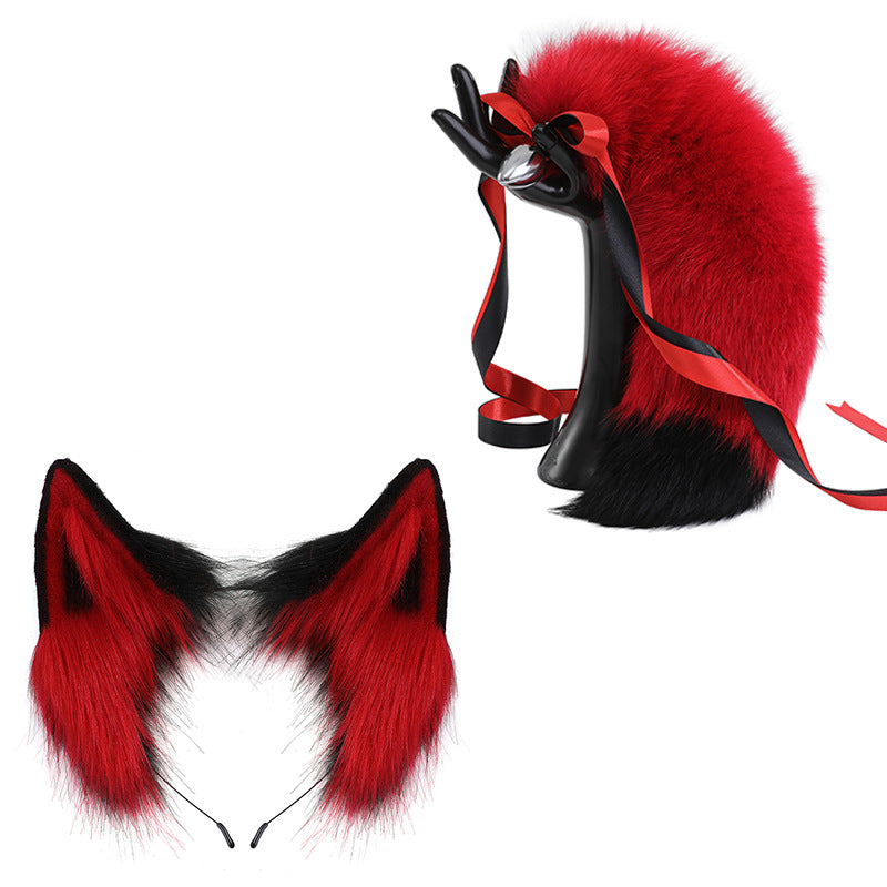 Real Fur Fox Cat Ear Buttplug Tail Set