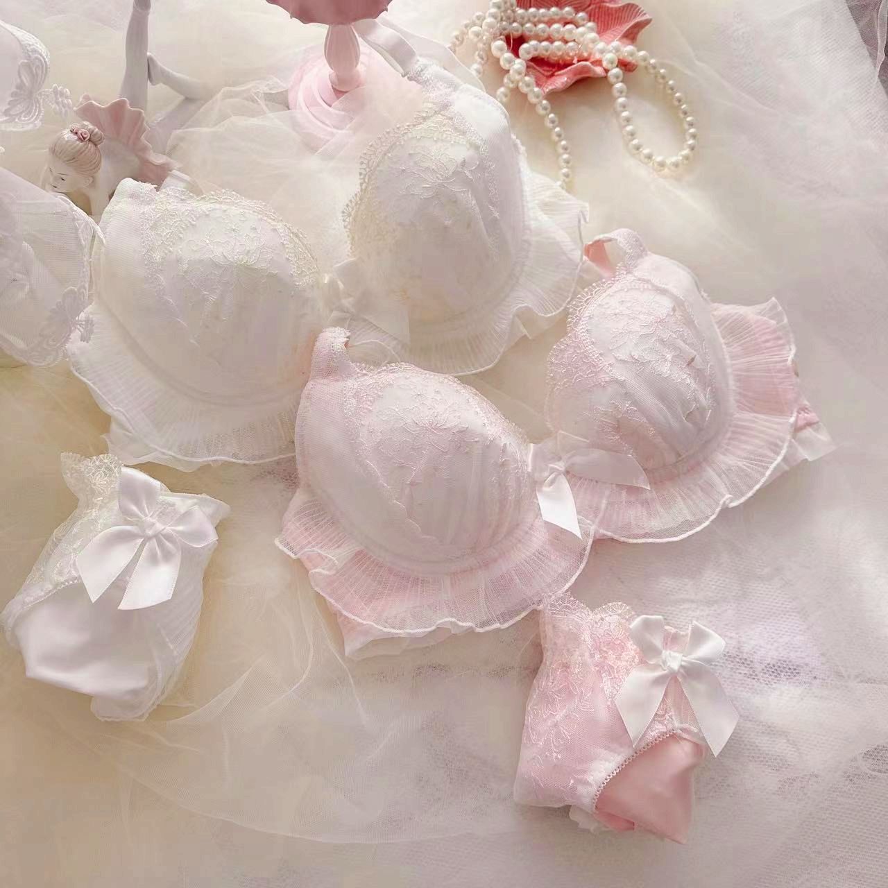 Japanese Kawaii Lolita Flower Bra Set