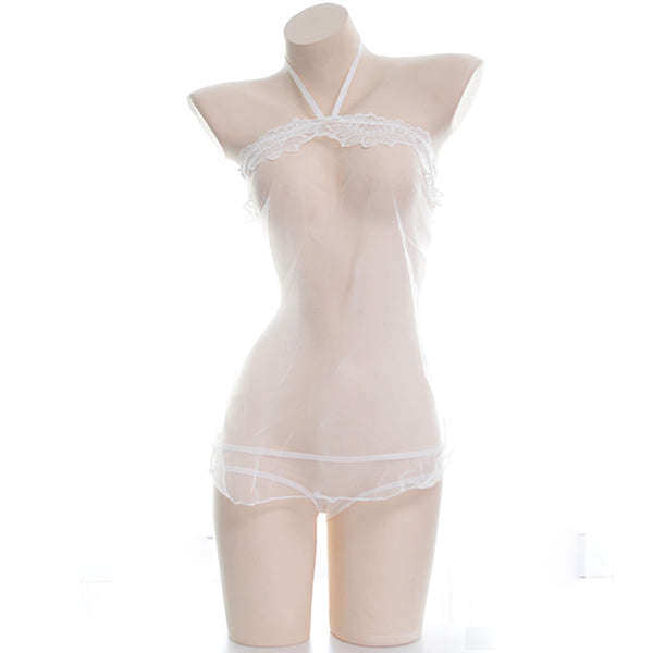 Japanese Ruffle See Through Sheer Lingerie Set Sofyee