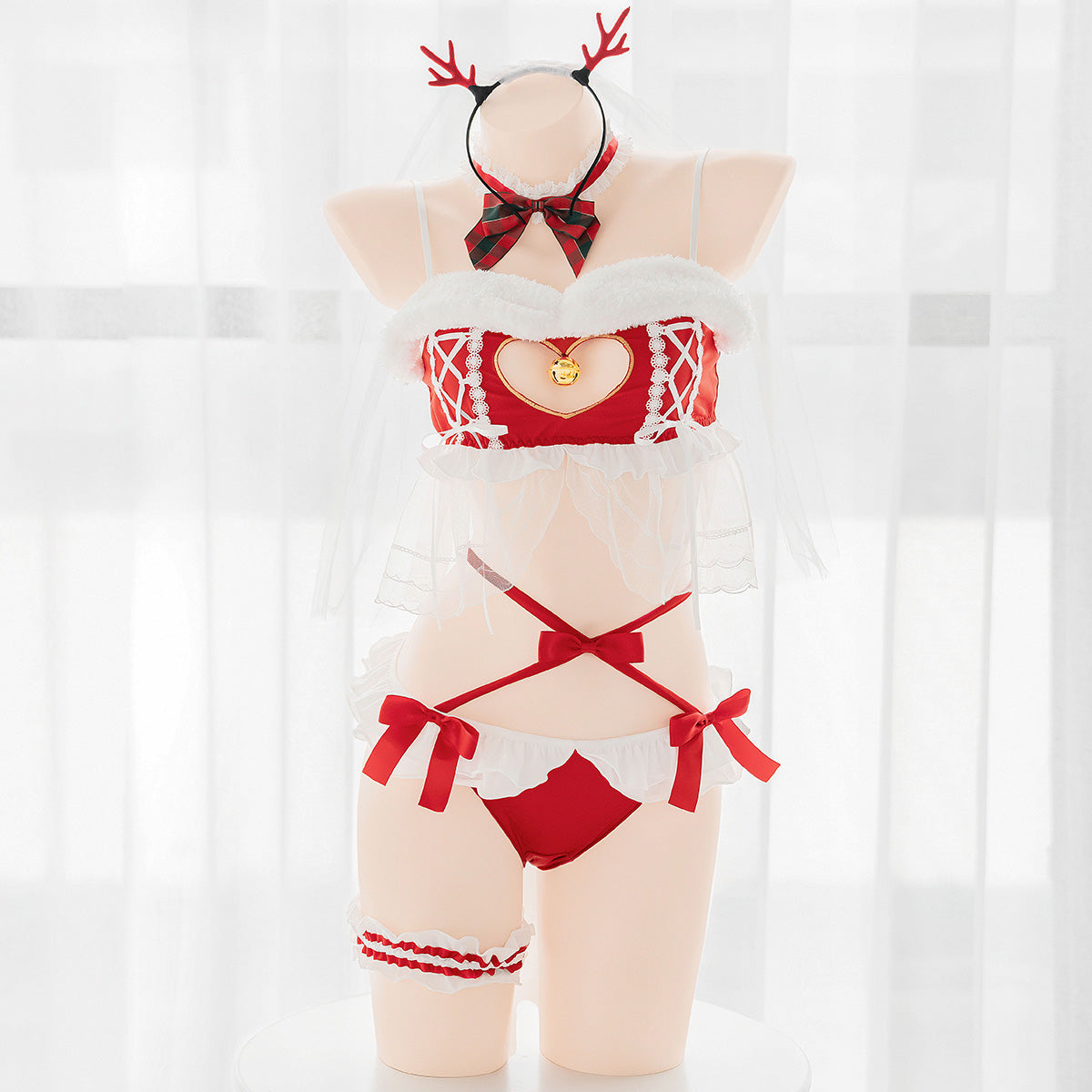 Sofyee Sweet Christmas Deer Red Lingerie Set