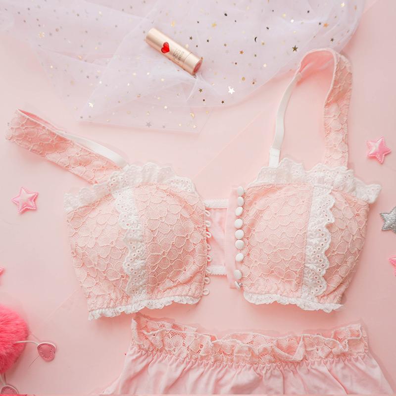 Pink Ruffle Pastel Lover Cute Sweetie Baby Bralette Set